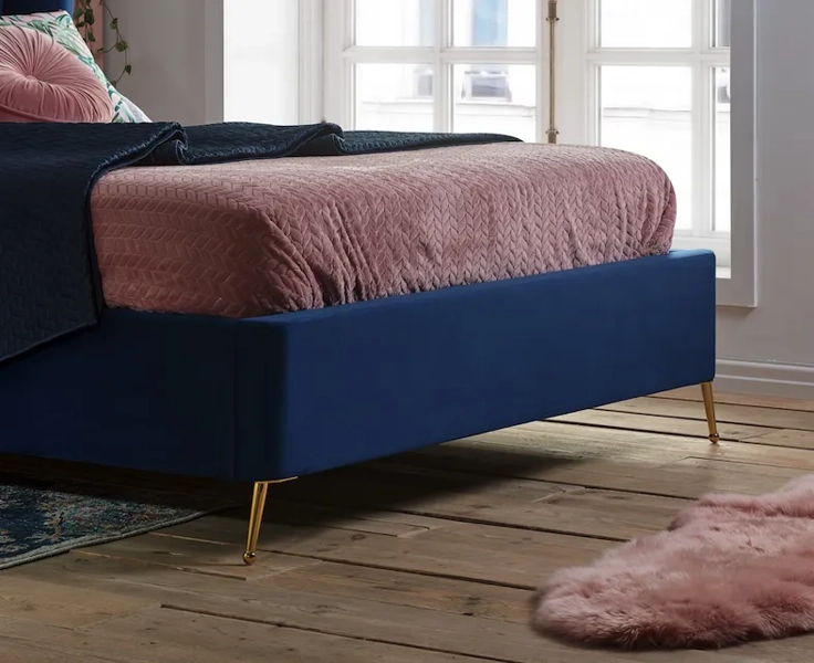 Como Blue Ottoman Bed Frame